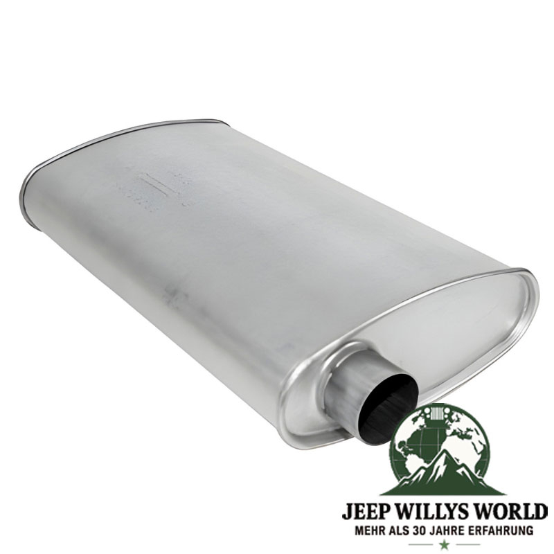Endschalldämpfer 2,25" (57,15 mm) für 2,5L 4 Zylinder oder 4,0L 6 Zylinder Motor. Jeep Cherokee XJ (1986-2000), Ausgang abgebildet.