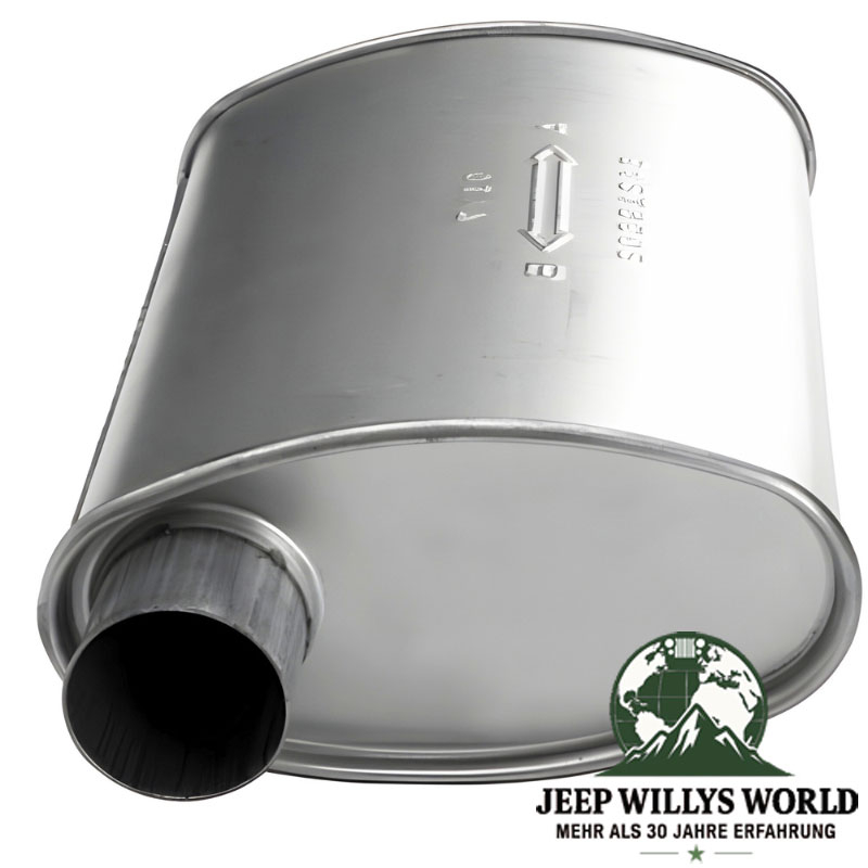 Endtopf Endschalldämpfer 4,2L 2" Jeep Wrangler YJ (1987-1990), Ausgang abgebildet.