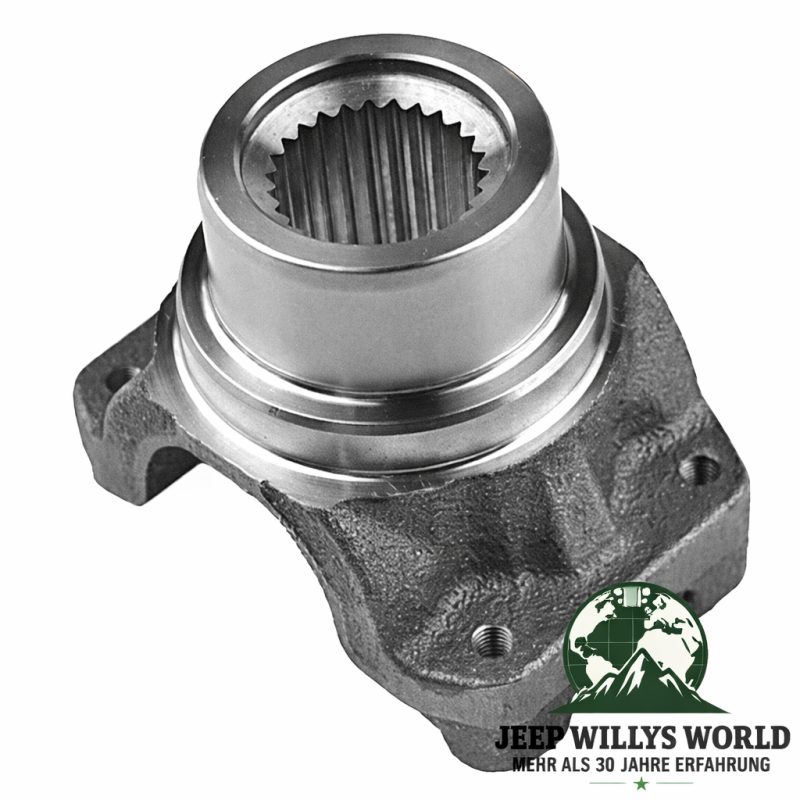 Kardanflansch Dana 30 Vorderachse, 44 Hinterachse, 300 Verteilergetriebe Jeep CJ Wrangler Cherokee Commanche 66-93, Flansch verschraubung auf Montagepunkten liegend, ganzer Artikel zu sehen.