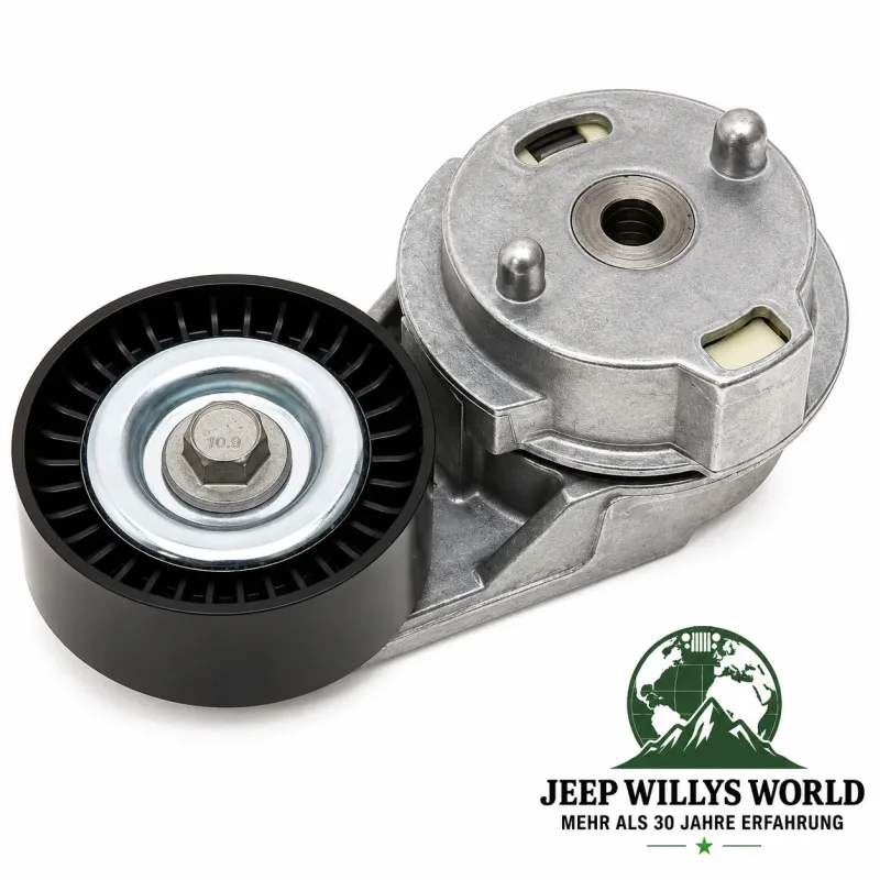 Serpentine Belt  + Tensioner + Idler Pulley Complete Set Jeep Wrangler JK with Air Conditioning 3.8L Engine (07-11)