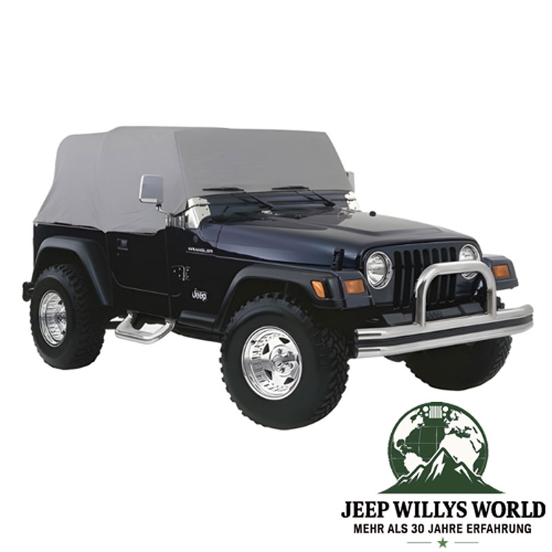 Trail Cab Cover Grey Jeep CJ7 (76-86), mounted.