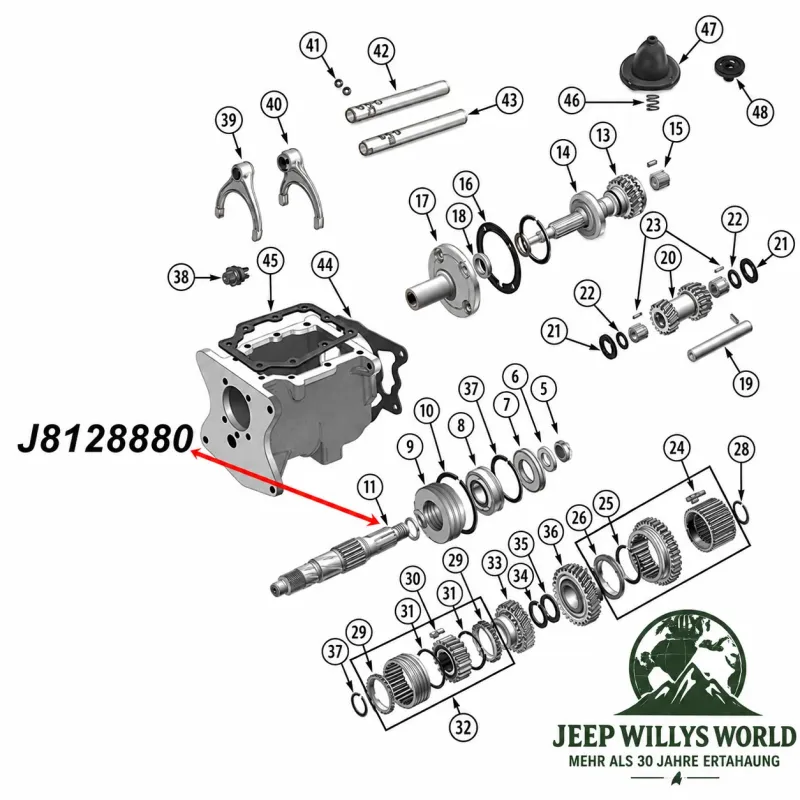 Abstandsring Spacer Hauptwelle T86 T90 T150 Schaltgetriebe Jeep CJ SJ Willys 46-79