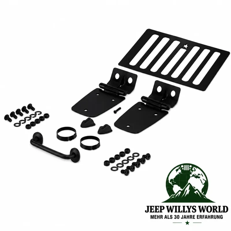 Rugged Ridge Motorhauben Scharnier Set schwarz pulverbeschichtet Jeep Wrangler TJ (1998-2006)