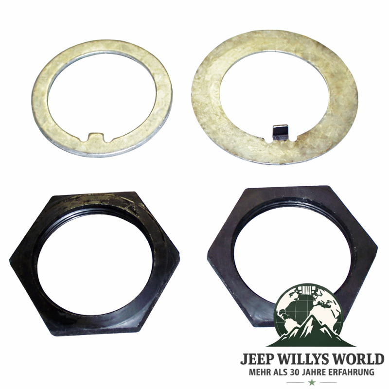 Radlager Achsmutter Set Dana 25 + 27 + 30 Jeep Willys Ford GPW 41-86