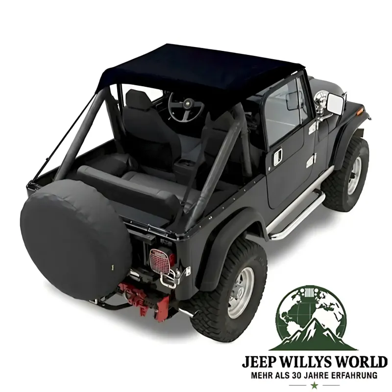 Bestop Traditional Style Bikini Top Black Crush, schwarzes Kunstleder (strukturiert). Jeep CJ7 CJ8, Wrangler YJ (1976-1991).
