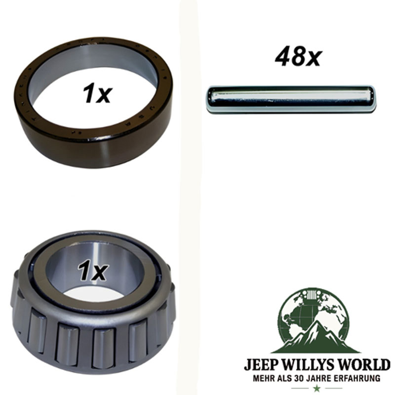Lagersatz Dana 300 Verteilergetriebe Jeep CJ 80-86, Nadellager inkl. Lagerschale und Nadel abgebildet.