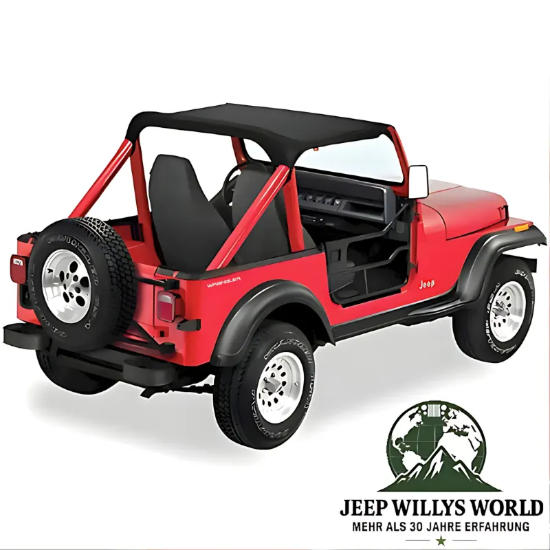 Element Doors 4x4 Matt Black Bestop powder coated Jeep CJ7, CJ8, Wrangler YJ (80-95). mounted with matching Bikini Top.