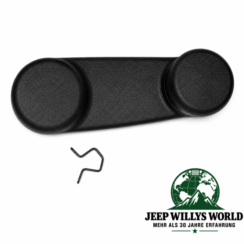 Crown Fensterkurbel Schwarz Vollstahl Türen rechts oder links Jeep Wrangler TJ, JK (96-10)