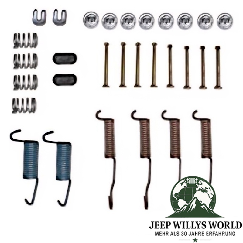 Brake drum shoe holddown spring and hardware kit for Jeep CJ5 CJ6 CJ7 69-78 with 11" Brake Drums
