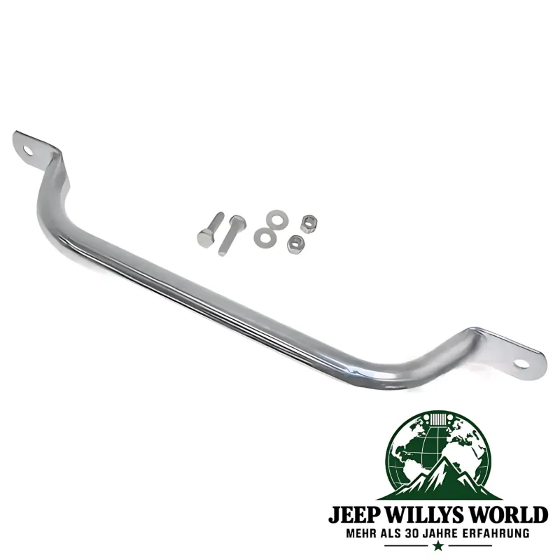RT Off-Road stainless steel grab bar, polished for passenger side on Jeep Willys M38A1, CJ5 CJ7 CJ8 (1952-1986).