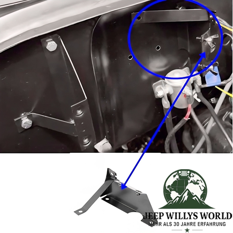 Luftfilter Gehäuse Halterung links L-Head Jeep Willys MB M38 CJ Ford GPW 41-53