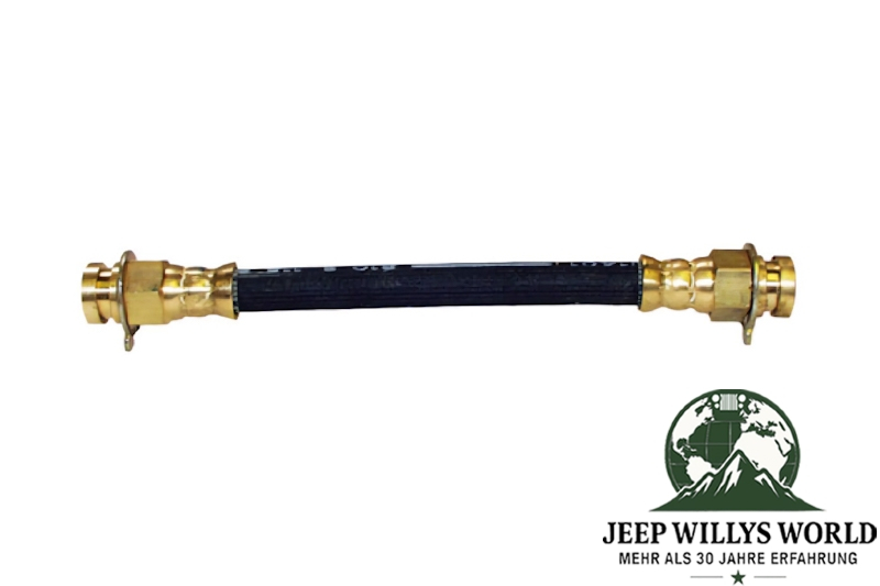 Bremsschlauch zum vorderen Achsschenkel rechts oder links Ford GPW, Jeep Willys MB, M38, M38A1, CJ2A, CJ3A, CJ5, CJ6 (41-66), Gewinde auf der rechten und linken Bildseite.