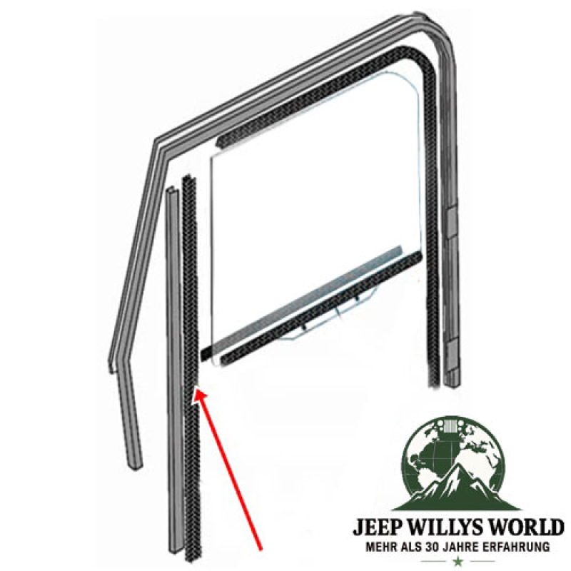 Door Glass Edge Seal Front Right or Left Jeep CJ 76-81