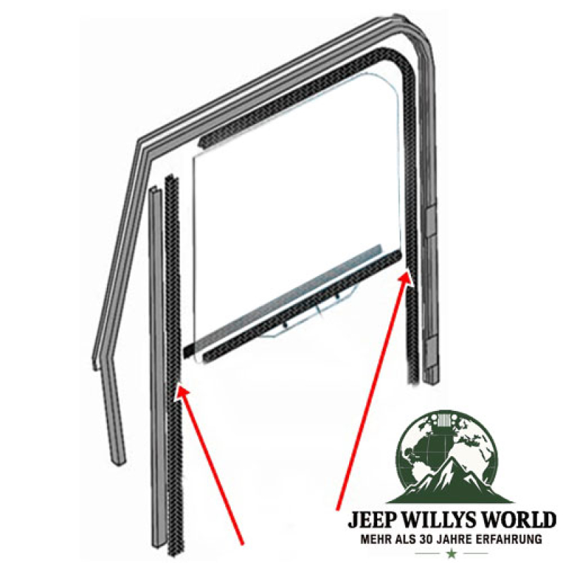 Türdichtung Fensterführung Set vorne rechts + links Jeep CJ 76-81