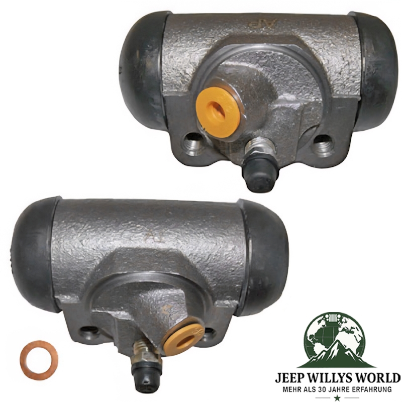 Wheel Cylinder Pair 11" Drum Brake front Jeep CJ5 CJ6 CJ8 Cherokee SJ Wagoneer SJ 69-78, both cylinders with topside view shown.