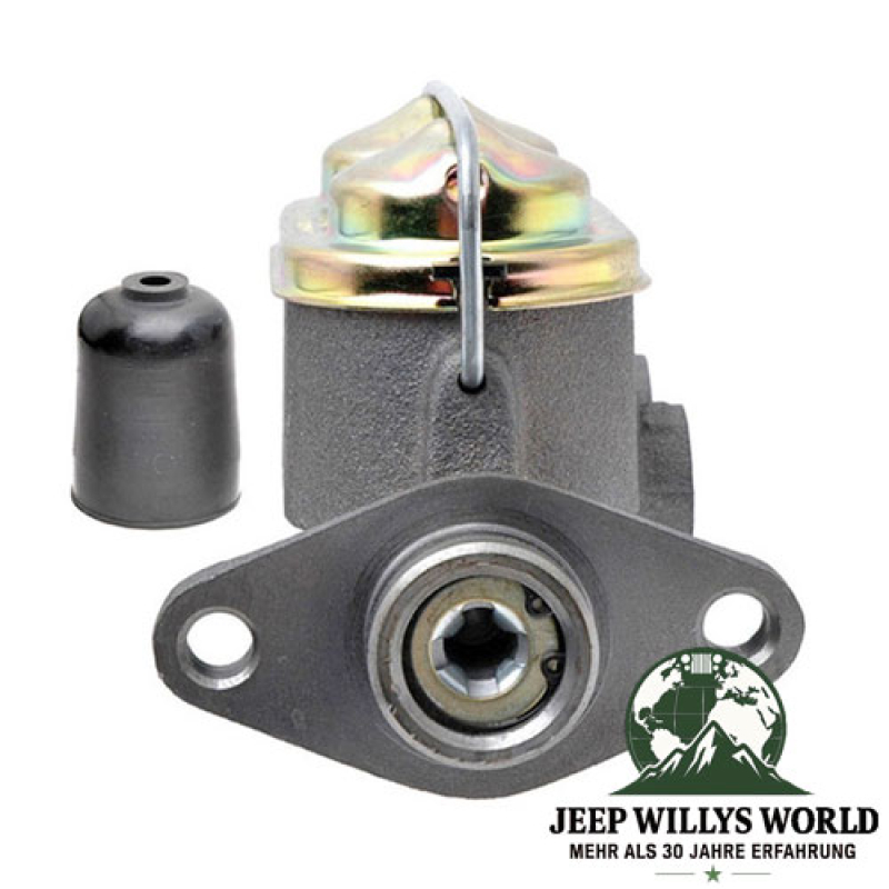 Hauptbremszylinder Jeep CJ5 CJ6 SJ J-Serie 68-75 ohne Bremskraftverstärker, frontal auf den Anschluss schauen abgebildet.