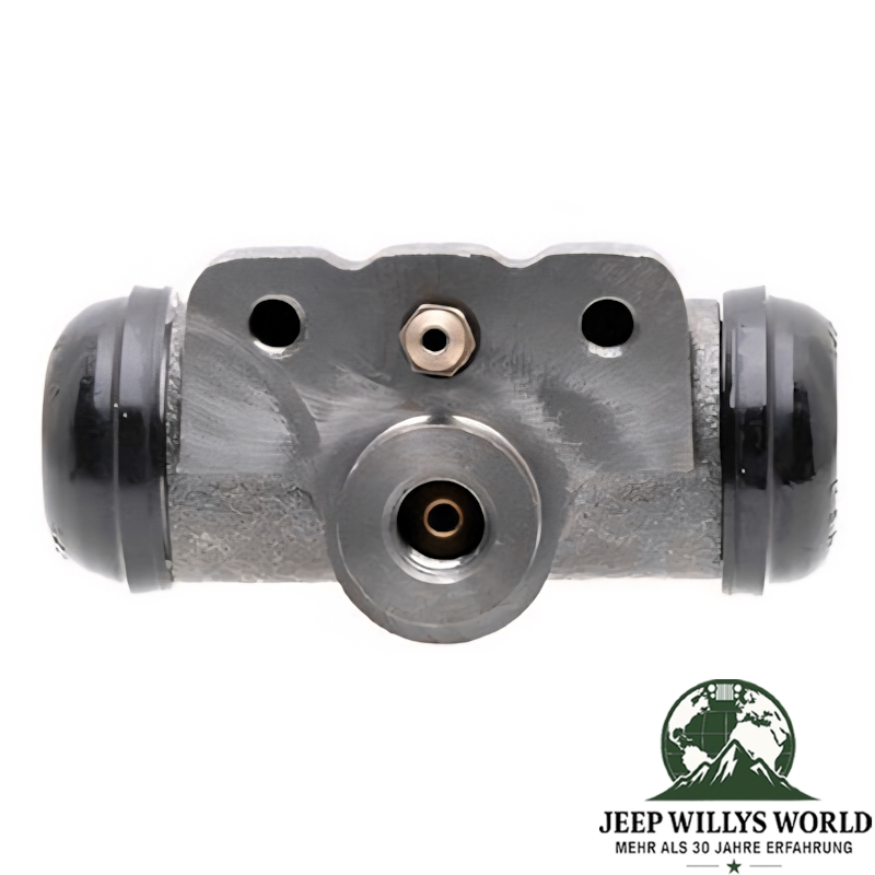 Radbremszylinder 9" Trommelbremse hinten rechts oder links Ford GPW Jeep CJ2A CJ3A Willys MB M38 41-53, von vorne oben abgebildet, Anschlusstellen zu erkennen.