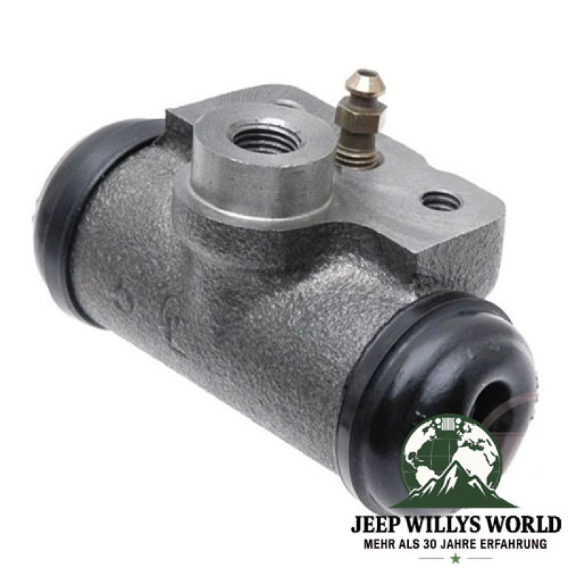 Radbremszylinder hinten rechts oder links für 9" Trommelbremse Jeep CJ3B CJ5 CJ6 M38A1 52-71, von der Seite abgebildet, leicht seitlich versetzt.