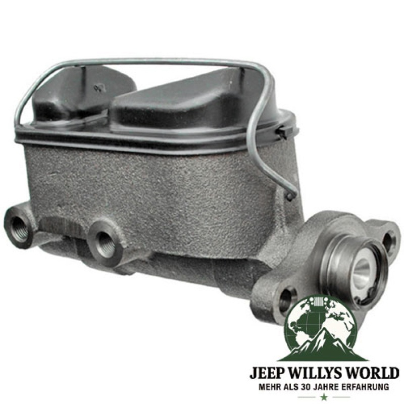 Hauptbremszylinder Jeep CJ5 CJ7 77-78 mit Bremskraftverstärker, seitlich / frontal, Anschluss zu erkennen.