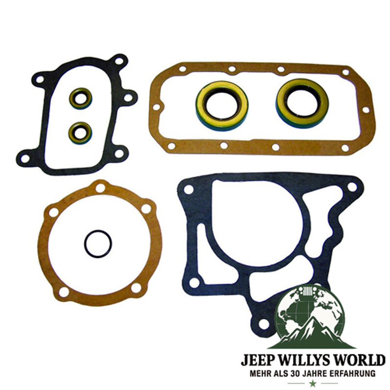 Gaskets and Oil Seal kit Dana 20 Transfer Case Jeep CJ 72-79, full scope of delivery pictured.