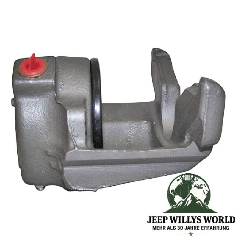 Bremssattel vorne rechts Jeep CJ5 CJ7 CJ8 78-81, auf der Oberseite liegend, Bremskolben rechts auf dem Bild.