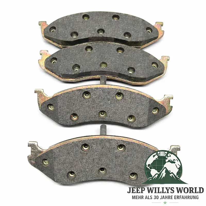 Bremsbeläge Set Vorderachse Jeep CJ YJ XJ MJ 82-89, 4 Stück, Übersichtsbild auf Belagseite.