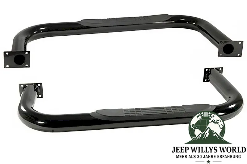 Schwellerrohre mit Trittauflage Ø 76mm schwarz Jeep CJ7 76-86