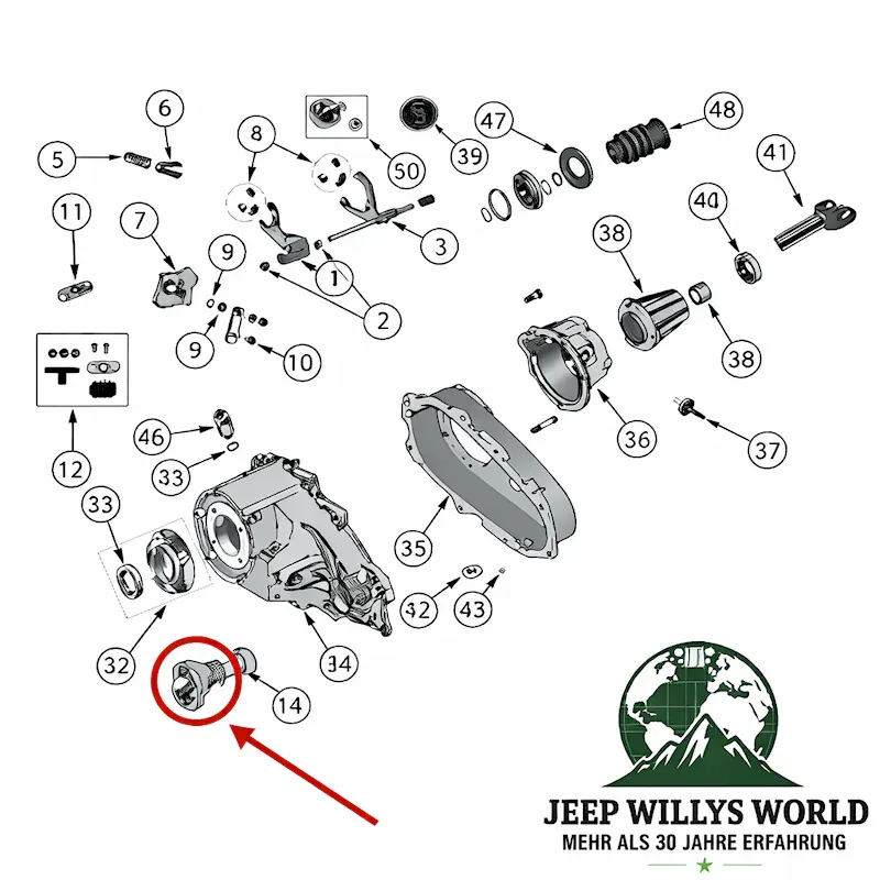 Kardanflansch Ausgang vorne Verteilergetriebe NP231 Jeep Wrangler + Cherokee 96-06