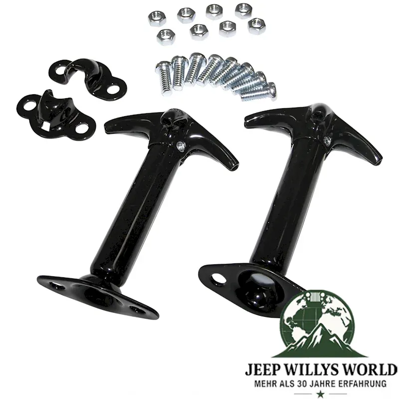 Motorhaubenverschluss Haken Paar Schwarz CJ + Wrangler YJ 46-95