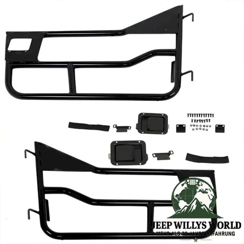 Element Doors Halbtüren HighRock 4x4 Seidenmatt Schwarz Bestop, pulverbeschichtet Jeep CJ7 (76-80). Nahansicht.