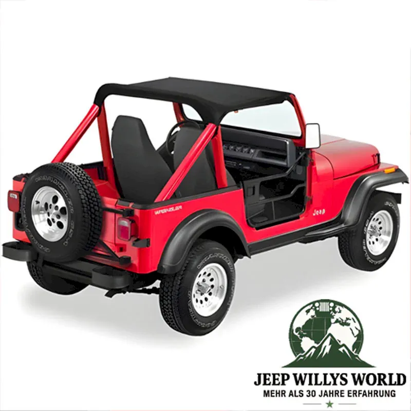 Element Doors Halbtüren HighRock 4x4 Matt Schwarz Bestop, pulverbeschichtet Jeep CJ7, CJ8, Wrangler YJ (80-95). montiert mit passendem Bikini Top.
