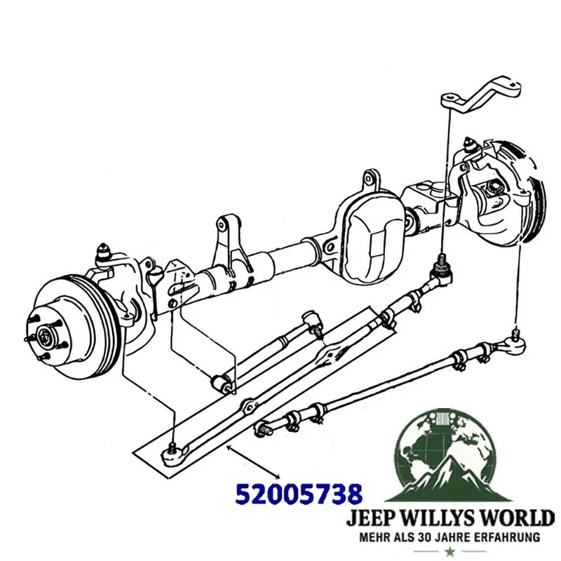 Dorman Schubstange mit Spurstangenkopf rechts für 4,0L Motor. Jeep Grand Cherokee ZJ ZG (1993-1998), technische Zeichnung