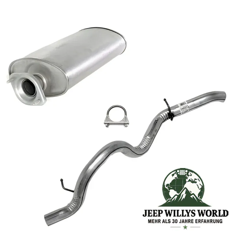 Endschalldämpfer & Endrohr Set (aluminisiert) mit 2,25" (57,15 mm) für 2,4L Motor. Jeep Wrangler TJ (2003-2006).