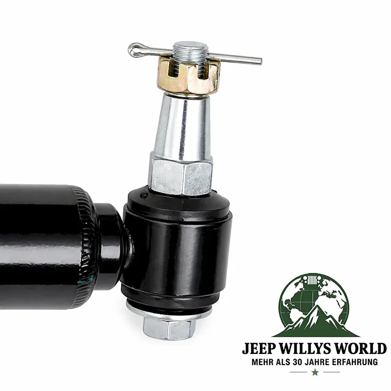 Lenkungsdämpfer inkl. Anbaumaterial. Jeep Wrangler YJ TJ, Cherokee XJ, Comanche MJ, Grand Cherokee ZJ ZG (1984-2006), Auge mit Bolzen