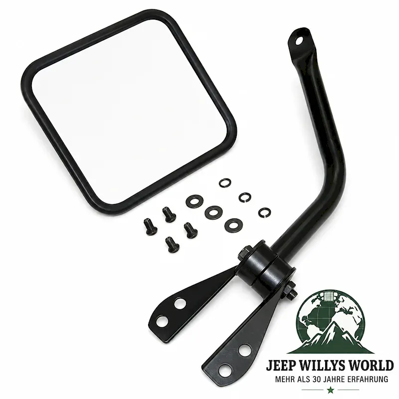 Außenspiegel Set schwarz pulverbeschichtet. Jeep CJ5 CJ6 CJ7 CJ8 / Wrangler YJ / Willys M38A1 (1955-1995).