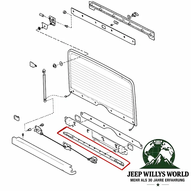 Hardtop Heckscheiben Dichtung unten Jeep Wrangler 87-95