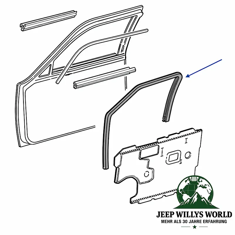 Türdichtung Fensterführung vorne rechts Jeep Grand Cherokee 93-97