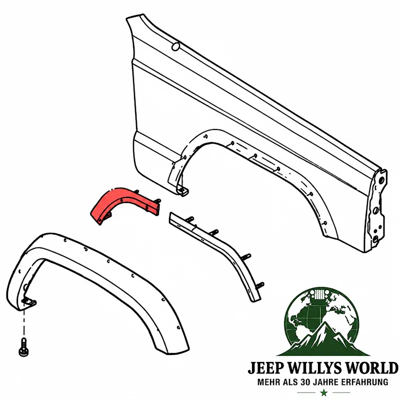 Fender Flare Mounting Retainer Bracket Front Right, rear bracket. Jeep Cherokee XJ (1997-2001)
