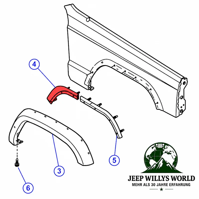 Fender Flare Mounting Retainer Bracket Front Left, rear bracket. Jeep Cherokee XJ (1997-2001)