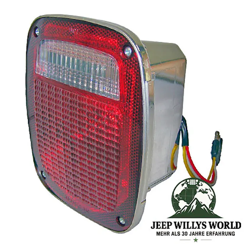 Rückleuchte US rechts Chrom mit Seitenstrahler Jeep CJ 81-86