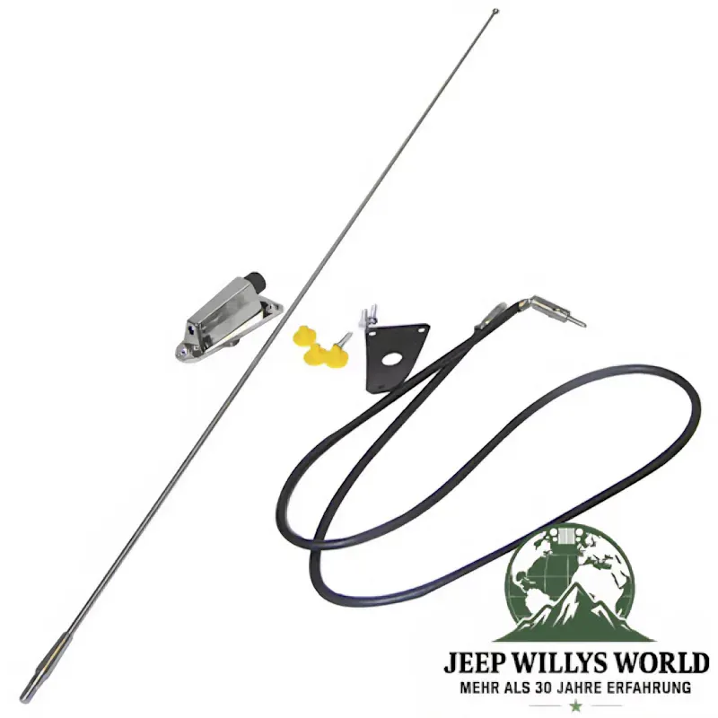 Antenna Base with Mast Chrome Jeep CJ + Wrangler 76-95