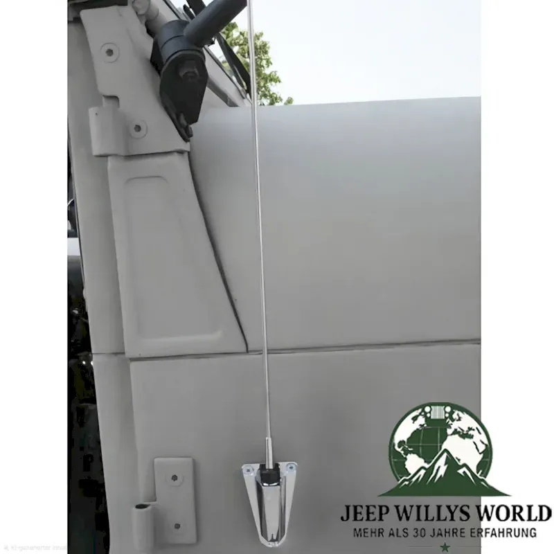 Antenna Base with Mast Chrome Jeep CJ + Wrangler 76-95