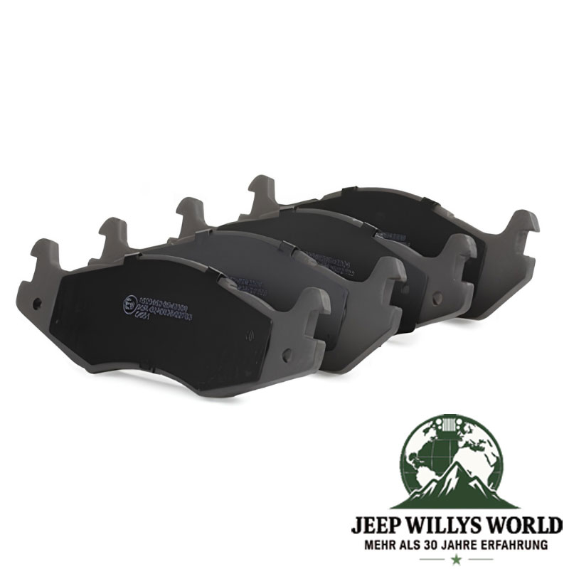 Bremsbelag Set Vorderachse Jeep CJ YJ XJ MJ 82-89, Rückseite (Montageseite) abgebildet.