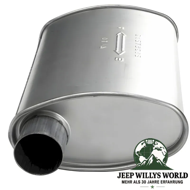 Exhaust 2" Muffler MSL Maximum for 4.2L engine. Jeep Wrangler YJ (1987-1990), Outlet pictured.