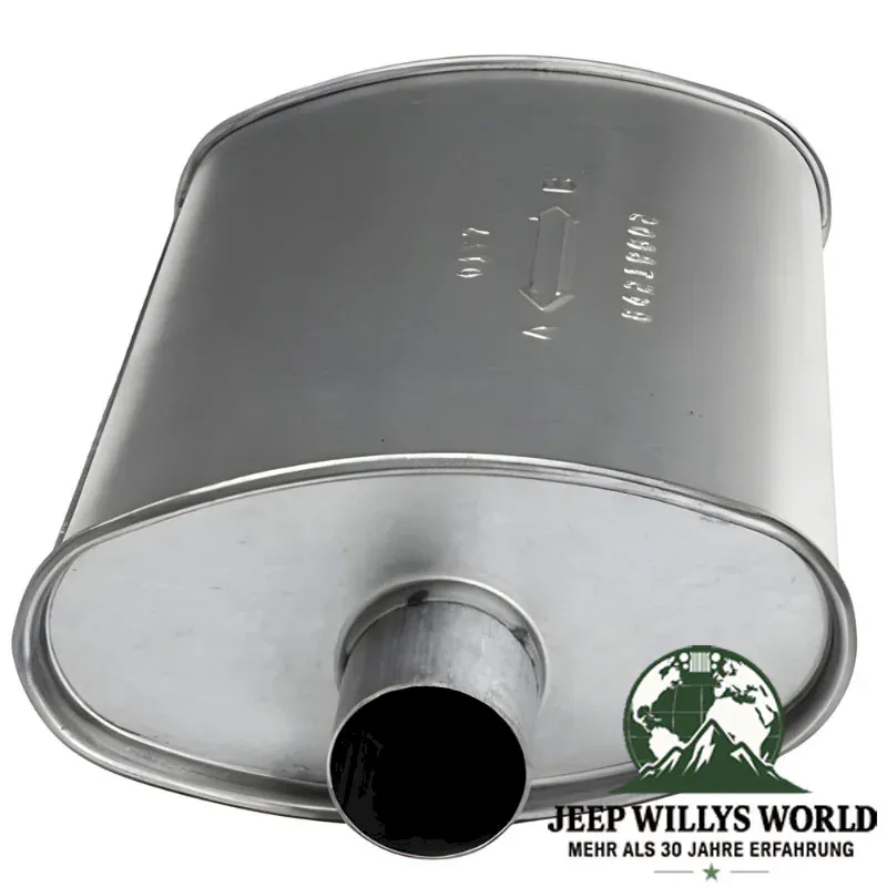 Exhaust 2" Muffler MSL Maximum for 4.2L. engine. Jeep Wrangler YJ (1987-1990), inlet pictured.