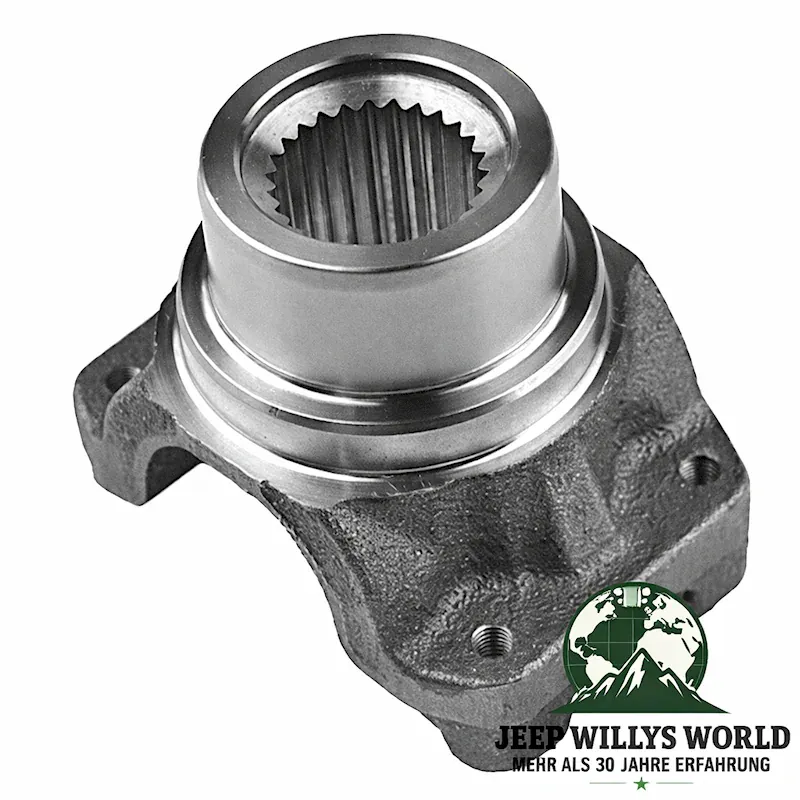 Kardanflansch Dana 30 Vorderachse, 44 Hinterachse, 300 Verteilergetriebe Jeep CJ Wrangler Cherokee Commanche 66-93, Flansch verschraubung auf Montagepunkten liegend, ganzer Artikel zu sehen.