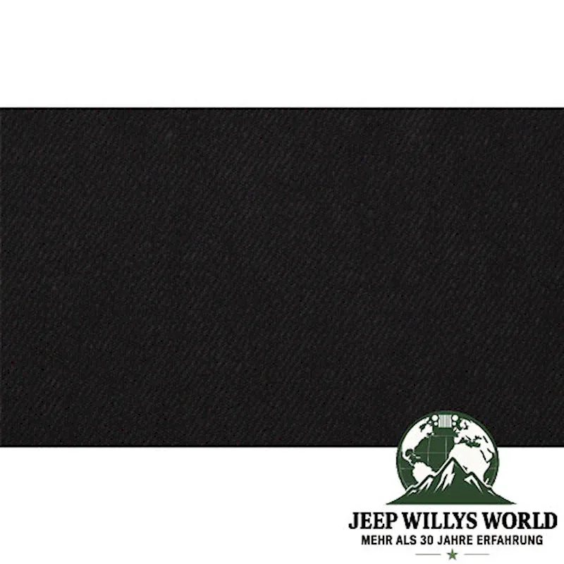 Duster Deck Cover Heckabdeckung  Black Denim Jeep CJ7, Wrangler YJ (80-91), Materialmuster: schwarzes strukturiertes Vinyl mit leichtem blau/grau Stich.