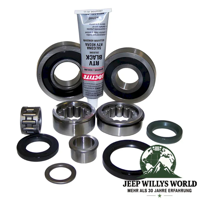 Bearings & Seal Kit AX15 Transmission Jeep Cherokee XJ / Wrangler YJ / TJ / Grand Cherokee ZJ (88-99), full scope of delivery pictured.