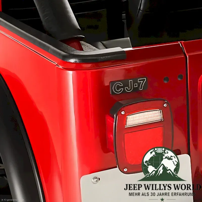 officially licensed "CJ-7" Mopar Decal. Decor, Emblem. Jeep CJ7 (1976-1986), on Jeep CJ7 rear.