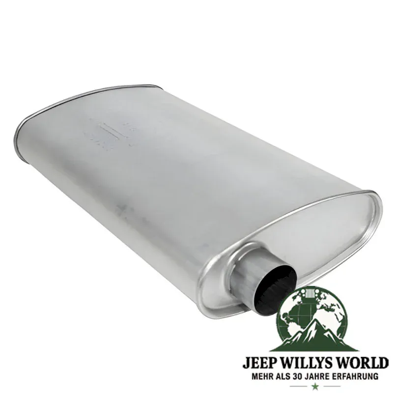 Endschalldämpfer 2,25" (57,15 mm) für 2,5L Turbo Diesel oder Motor. Jeep Cherokee XJ (1993-2001), Ausgang abgebildet.